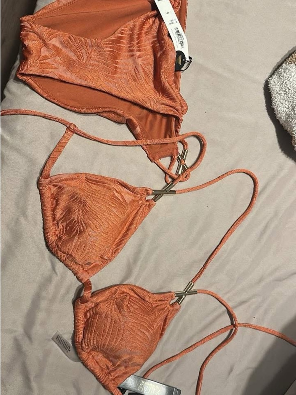Victoria's Secret Orange Textured Triangle Bikini Set